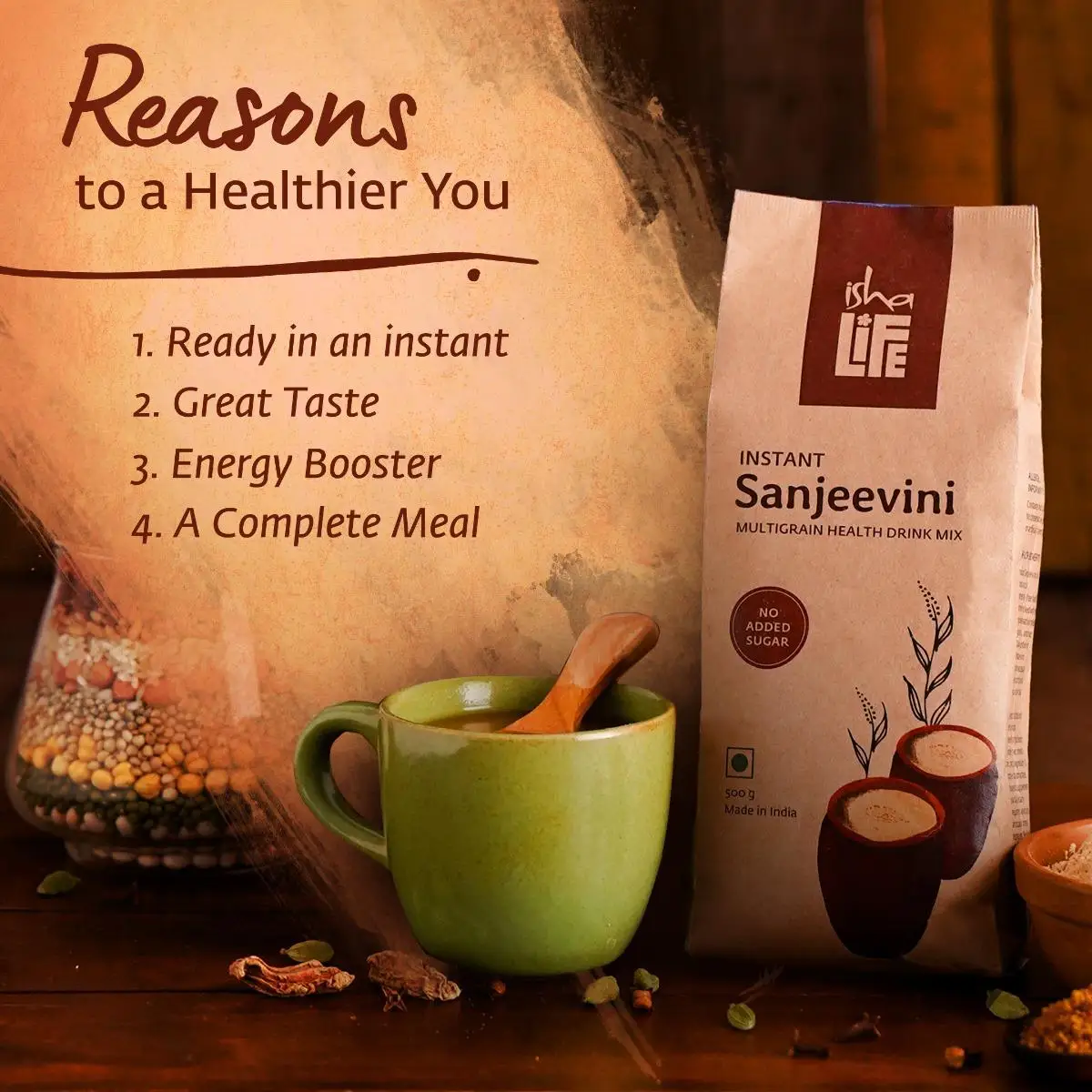 Isha Life Instant Sanjeevini Multigrain Health Drink Mix - Image 6