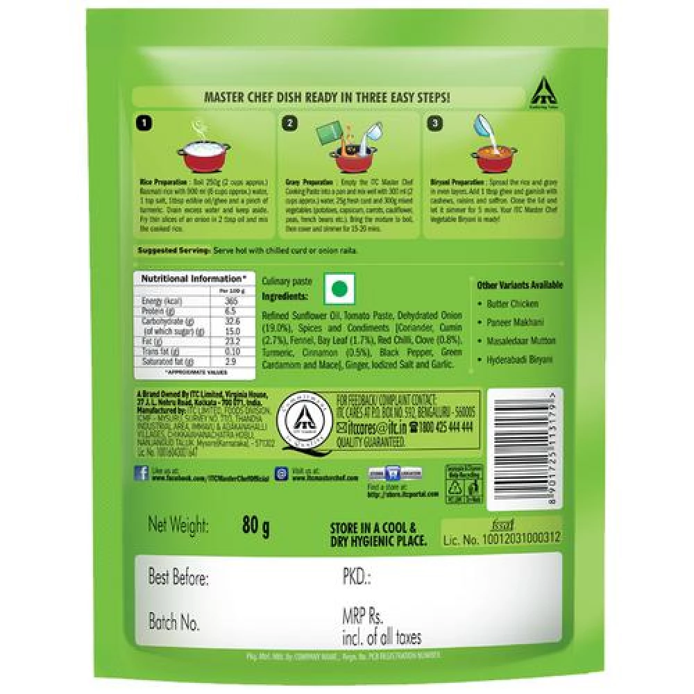 ITC Master Chef Vegetable Biryani Cooking Paste - Ready To Cook - Image 2