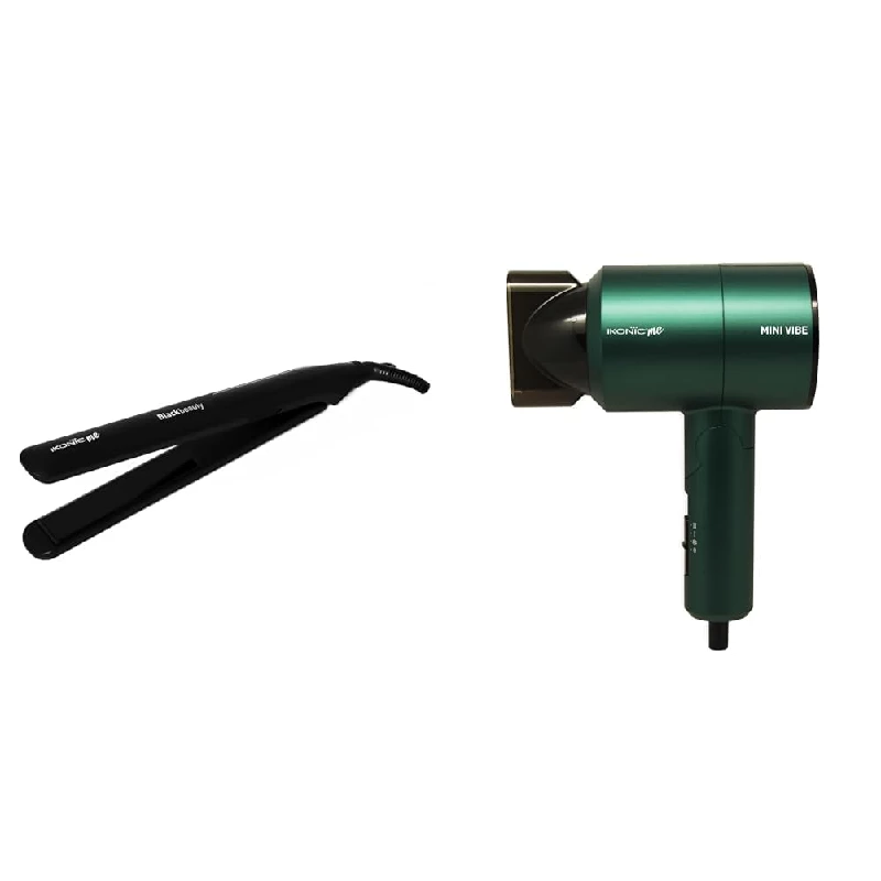 Ikonic Black Beauty Hair Straightener & Mini Vibe Hair Dryer Ikonic Black Beauty Hair Straightener & Mini Vibe Hair Dryer-Pack Size-Combo of 2