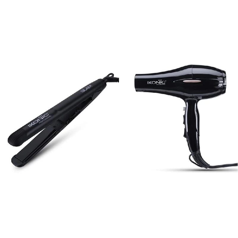 Ikonic Glam Hair Straightener & Ikonic High Velocity Motor Hair Dryer Ikonic Glam Hair Straightener & Ikonic High Velocity Motor Hair Dryer-Pack Size-Combo of 2