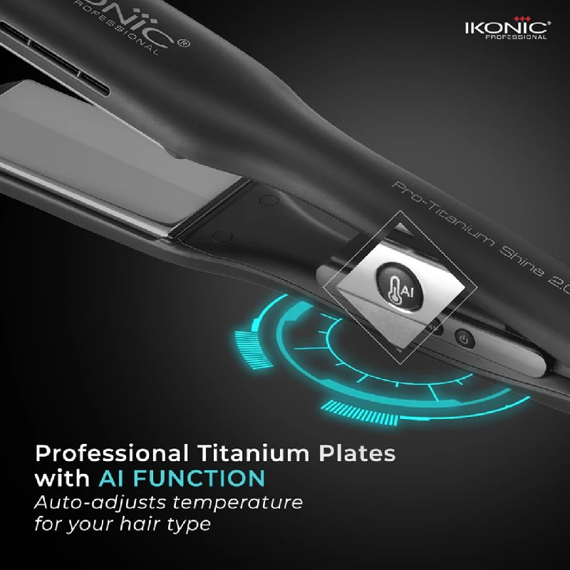 Ikonic Pro Titanium Shine Hair Straightener Black - Image 3