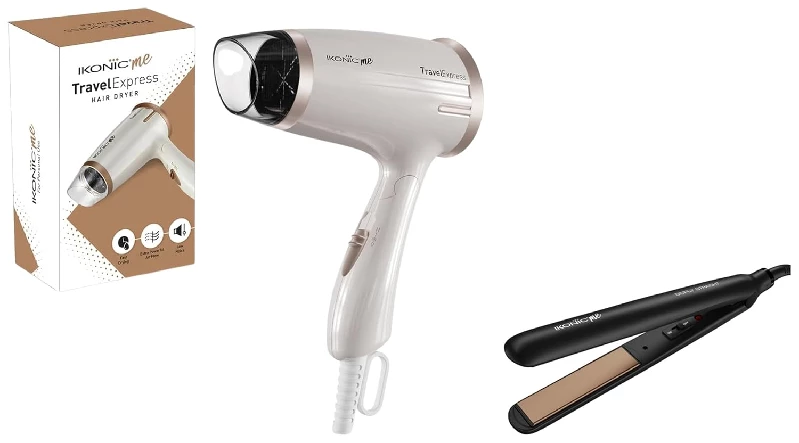 Ikonic Simply Straight Hair Straightener & Travel Express Hair Dryer Ikonic Simply Straight Hair Straightener & Travel Express Hair Dryer-Pack Size-Combo of 2