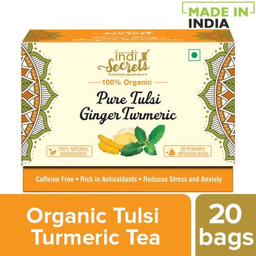 IndiSecrets Organic Tea - Tulsi Ginger & Turmeric IndiSecrets Organic Tea - Tulsi Ginger & Turmeric--36 g (20 Bags x 1.8 g each)