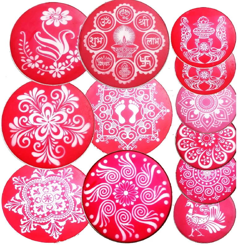 Indoreonline Ready to Draw Rangoli Making Stencils Indoreonline Ready to Draw Rangoli Making Stencils-Pack Size-Set of 12