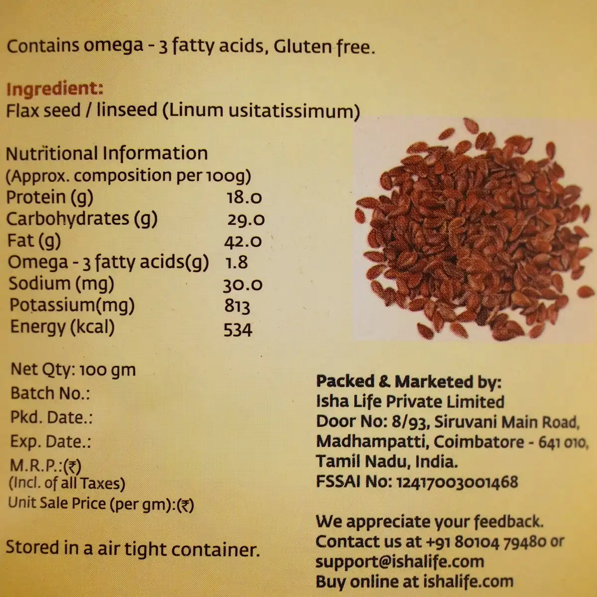 Isha Life Flax Seed - Image 3