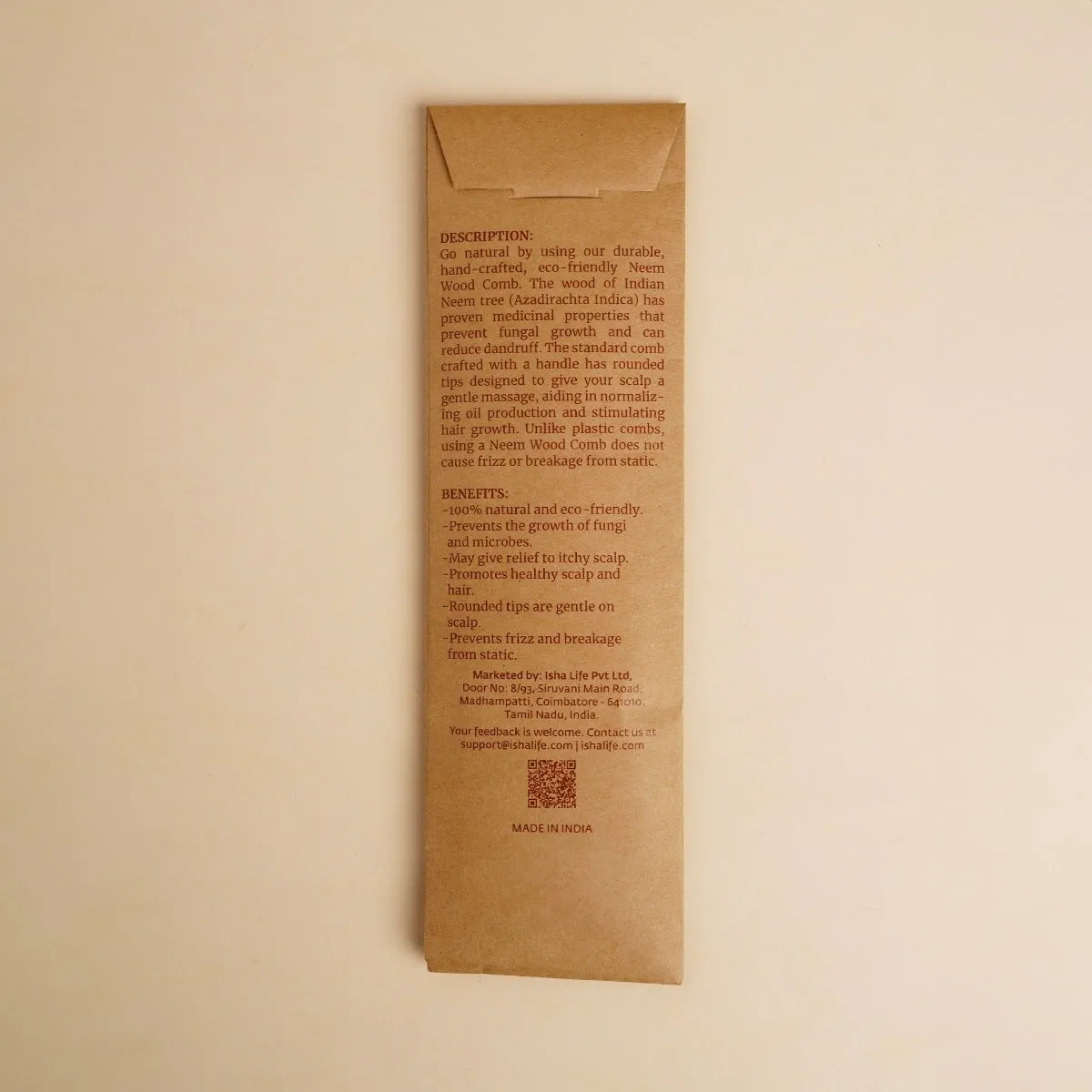 Isha Life Handmade Neem Wood Comb Two in One - Image 6