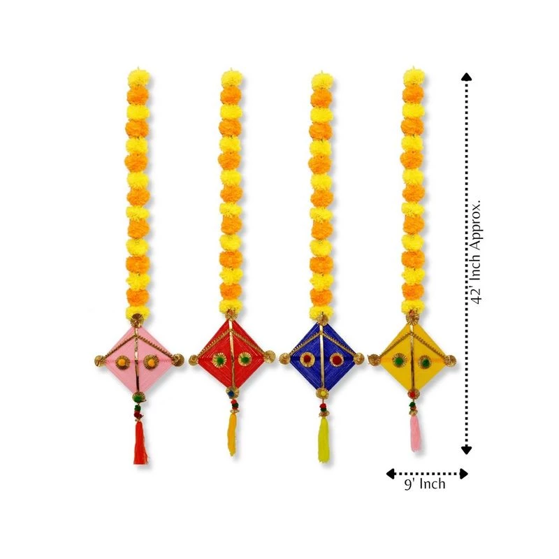JH Gallery Handmade Artificial Marigold Fluffy Flowers Colorful Kite Tassel Hangings for Home Festivals - Image 2