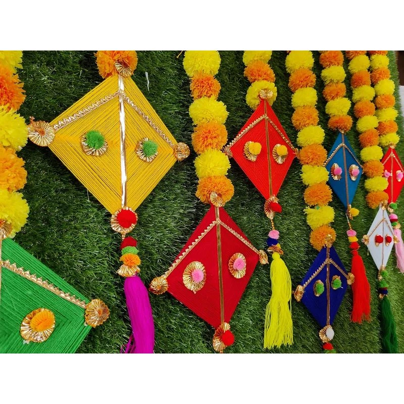 JH Gallery Handmade Artificial Marigold Fluffy Flowers Colorful Kite Tassel Hangings for Home Festivals - Image 5