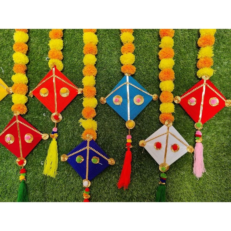 JH Gallery Handmade Artificial Marigold Fluffy Flowers Colorful Kite Tassel Hangings for Home Festivals - Image 6