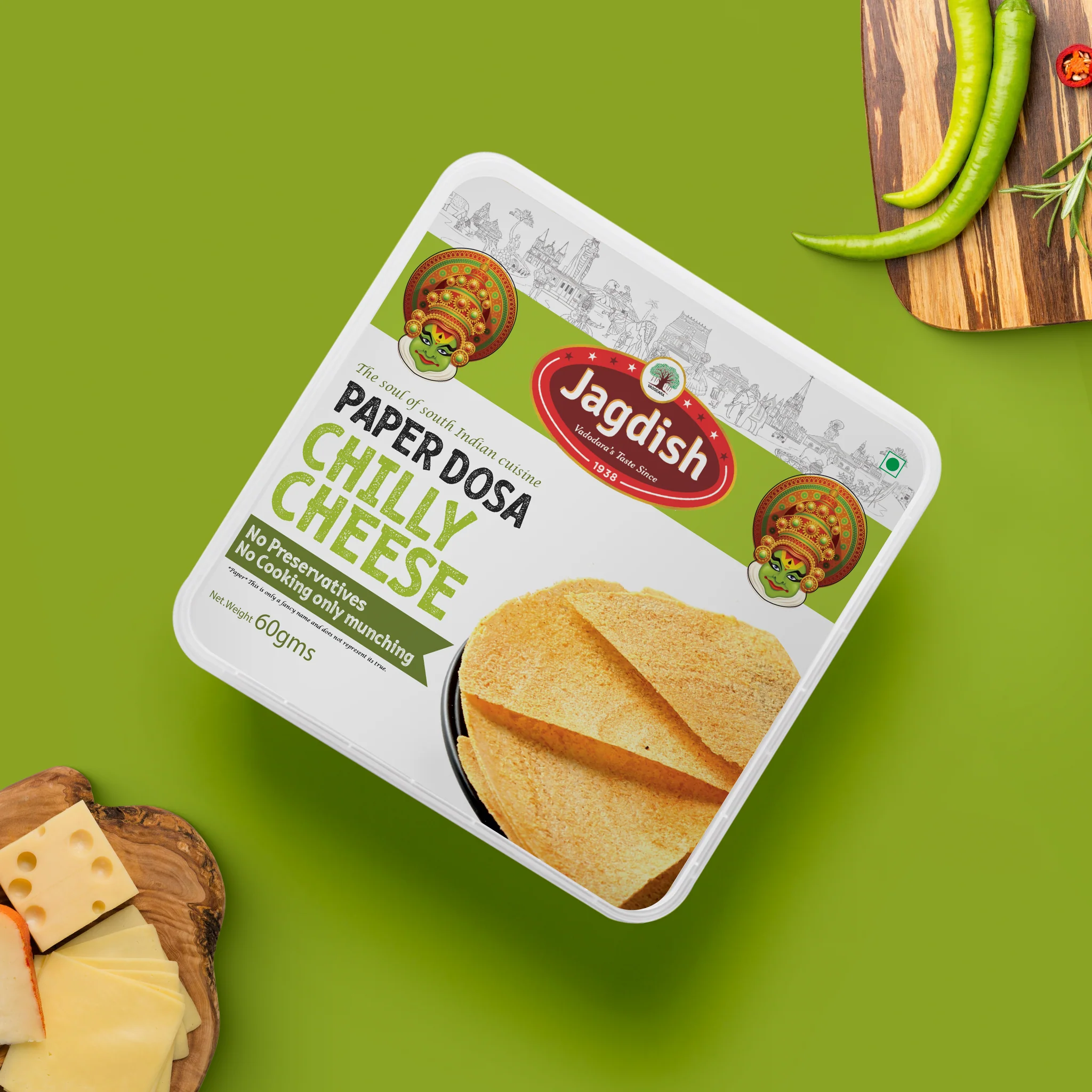 Jagdish Farshan Chilly Cheese Paper Dosa Khakhra - Image 1