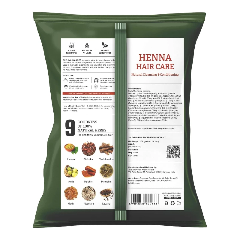 Jiva Ayurveda Henna Hair Care Powder 200 g - Image 3
