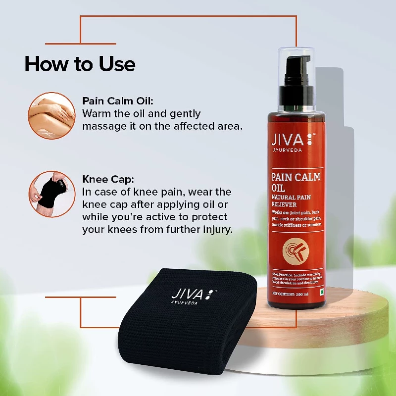 Jiva Ayurveda Pain Calm Oil & Knee Cap - Image 5