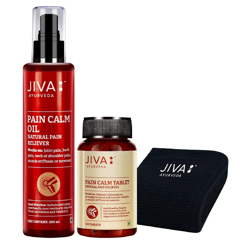 Jiva Ayurveds Combo Of Pain Calm Oil (200 Ml) & Pain Calm Tablet 120 Tablets With Free Knee Cap