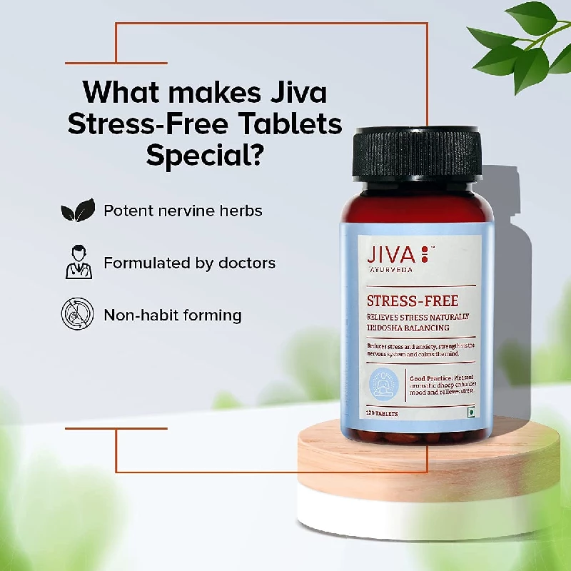 Jiva Ayurveda Stress-Free Tablets | Natural Herbal Formula | Calm Mind & Sleep Support-2