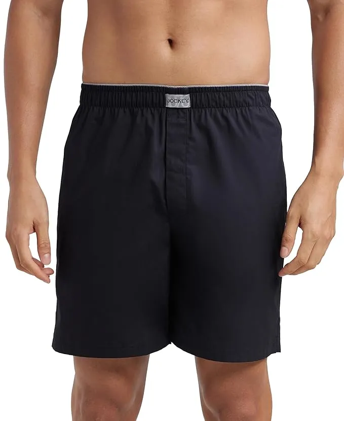 Jockey MC10 Men's Super Combed Mercerized Cotton Boxer Shorts - Black