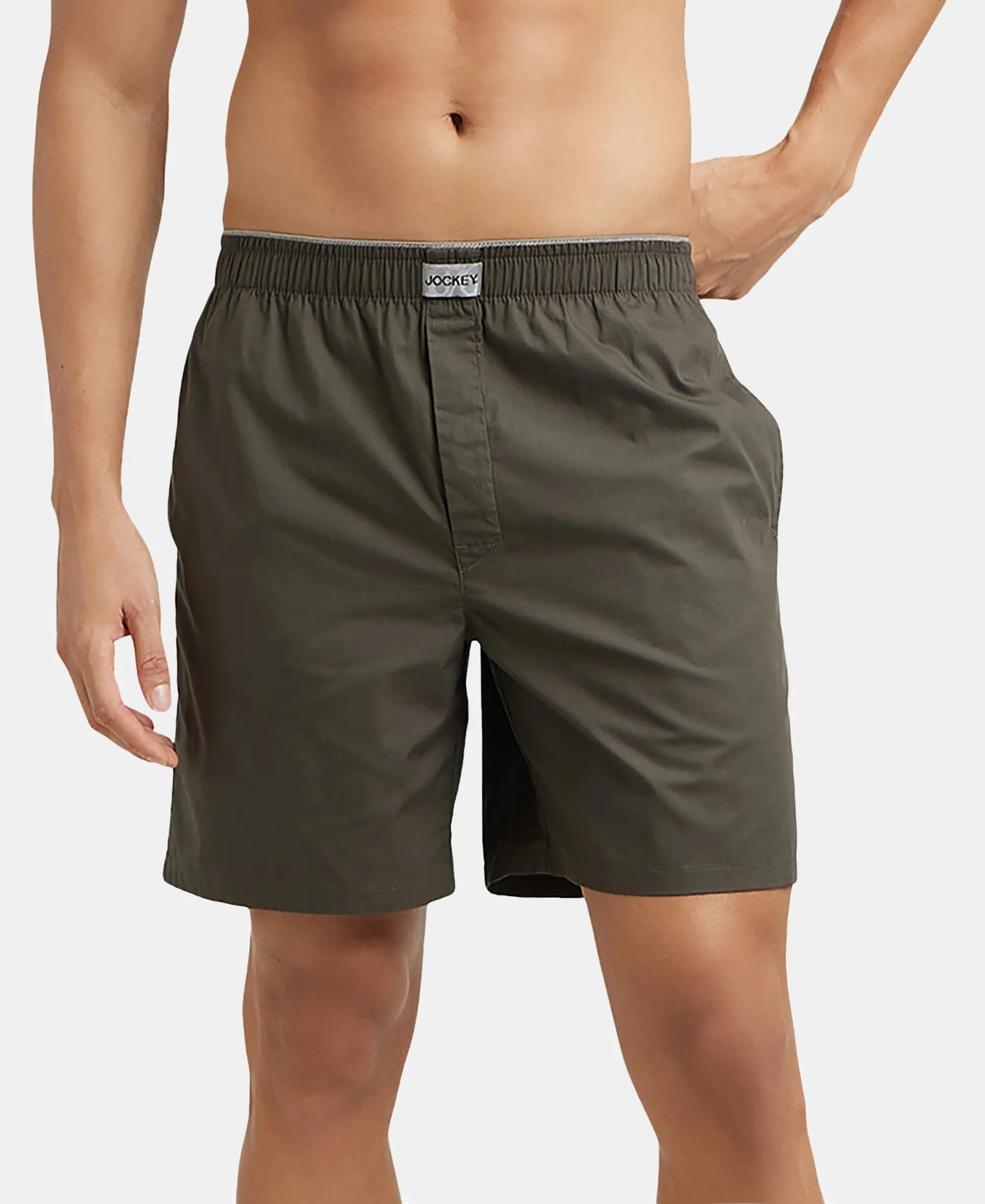 Jockey MC10 Men's Super Combed Mercerized Cotton Boxer Shorts - Deep Olive - Image 5
