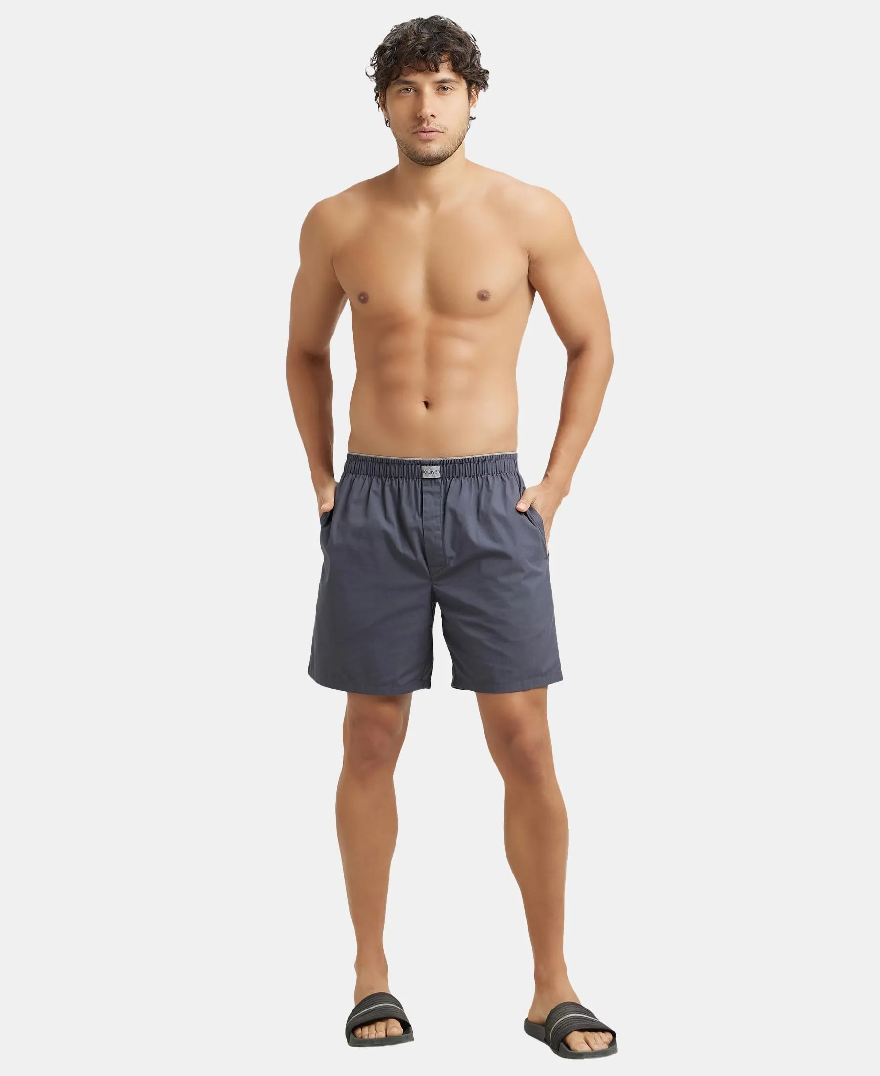 Jockey MC10 Men's Super Combed Mercerized Cotton Boxer Shorts - Graphite - Image 4