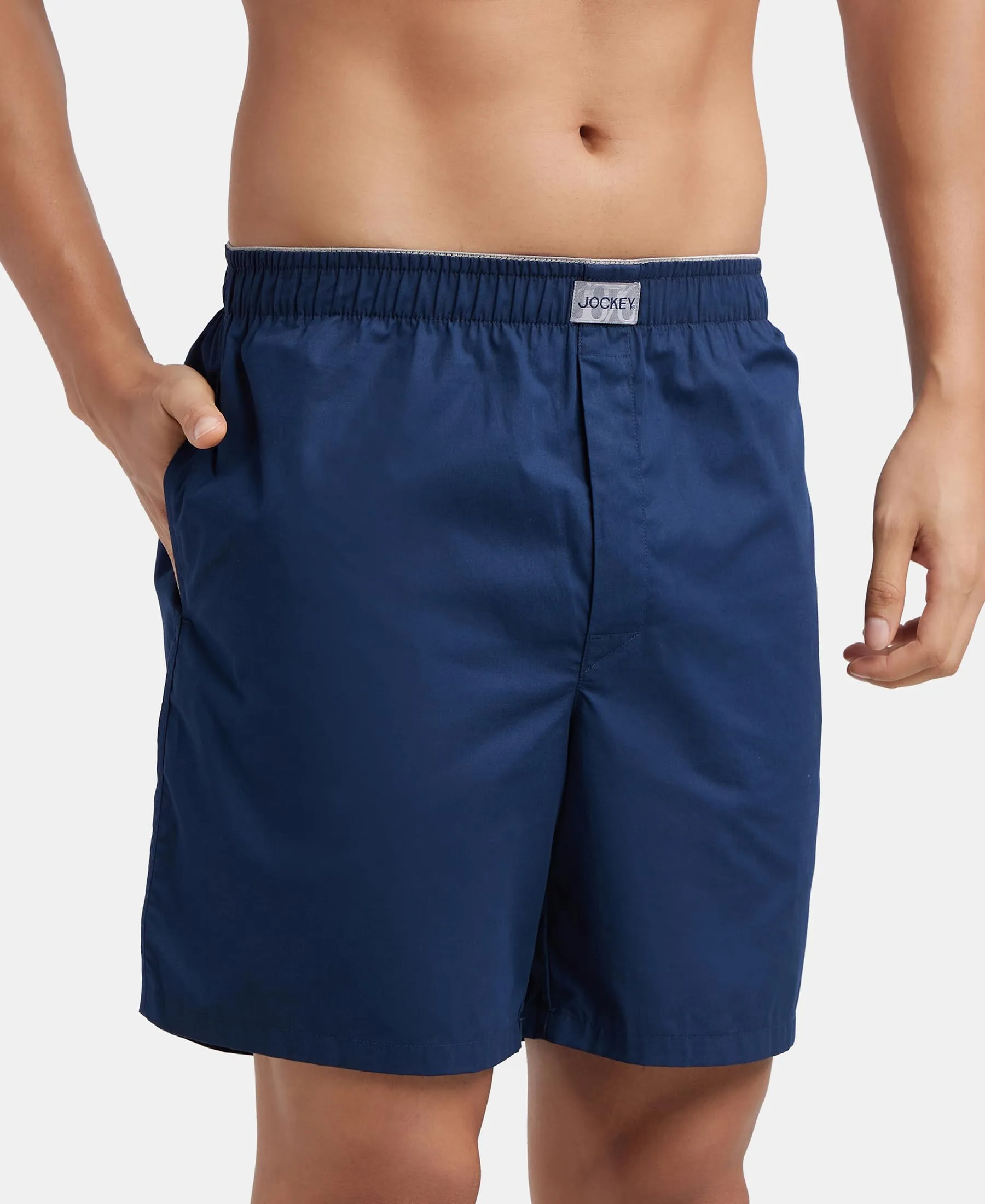 Jockey MC10 Men's Super Combed Mercerized Cotton Boxer Shorts - Navy - Image 2