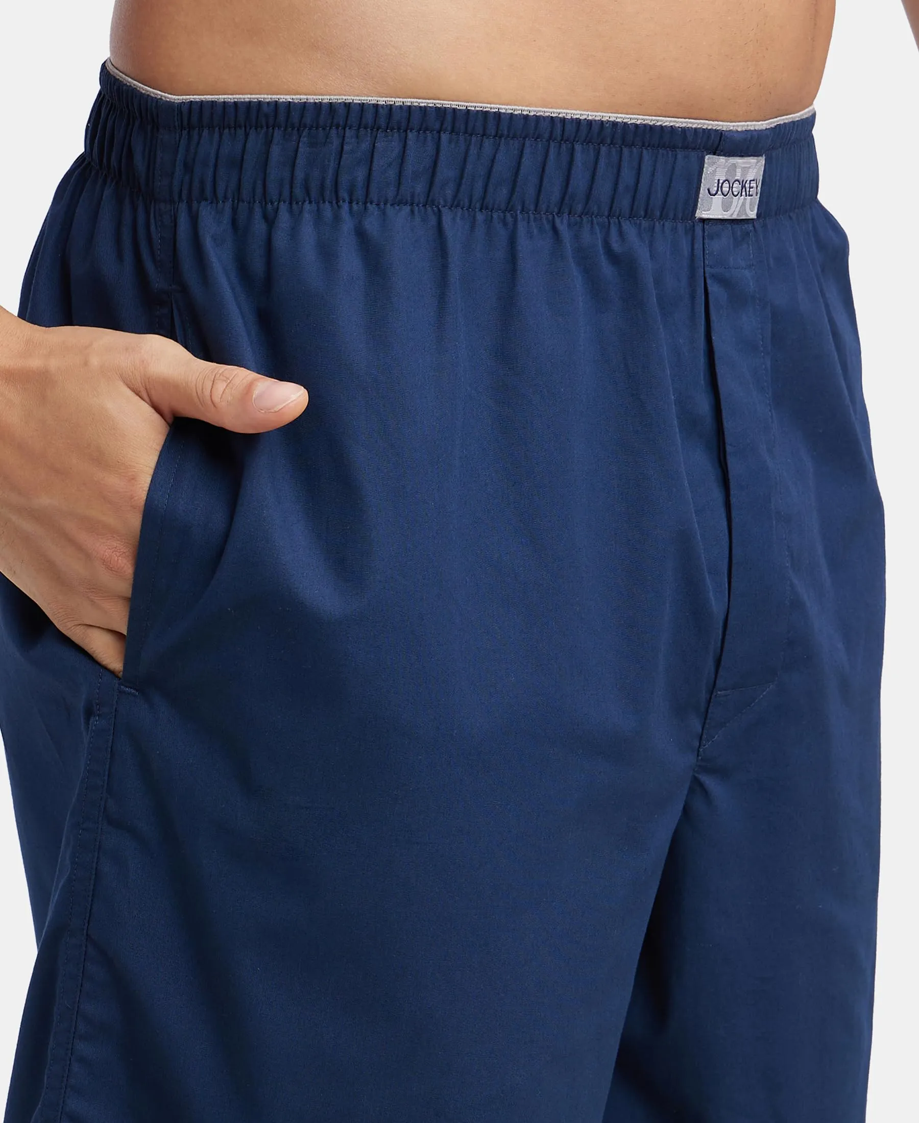 Jockey MC10 Men's Super Combed Mercerized Cotton Boxer Shorts - Navy - Image 6