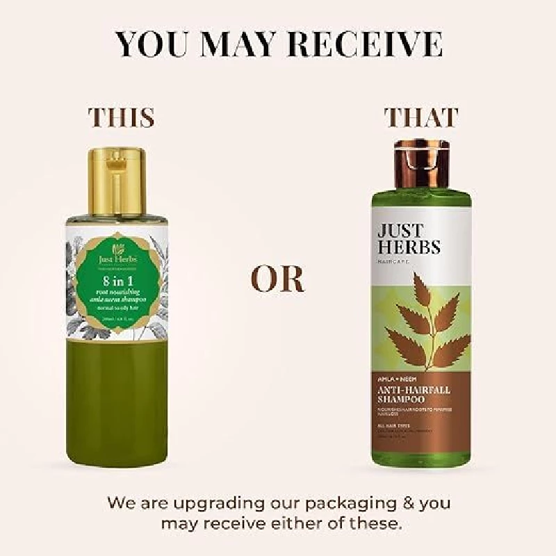 Just Herbs 8 in 1 Root Nourishing Amla Neem Hair Fall Control Shampoo - Image 3