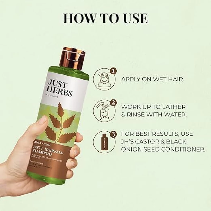 Just Herbs 8 in 1 Root Nourishing Amla Neem Hair Fall Control Shampoo - Image 5