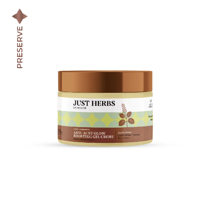 Just Herbs Anti-Acne Glow Boosting Gel Creme With Tulsi & Manjishtha Just Herbs Anti-Acne Glow Boosting Gel Creme With Tulsi & Manjishtha-Pack Size-60 g