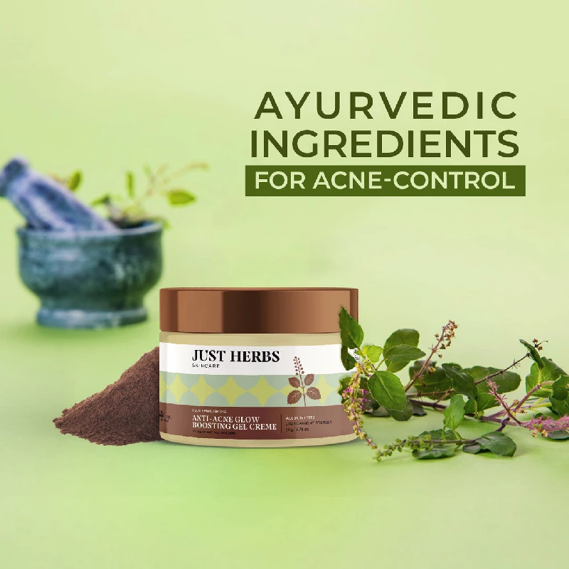 Just Herbs Anti-Acne Glow Boosting Gel Creme With Tulsi & Manjishtha - Image 2