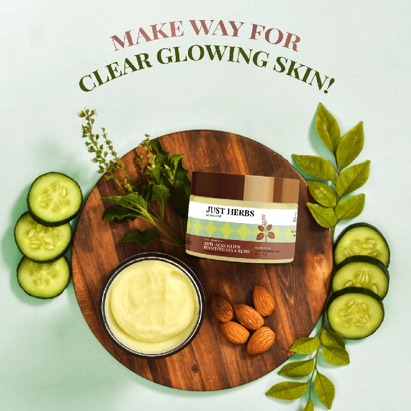 Just Herbs Anti-Acne Glow Boosting Gel Creme With Tulsi & Manjishtha - Image 5