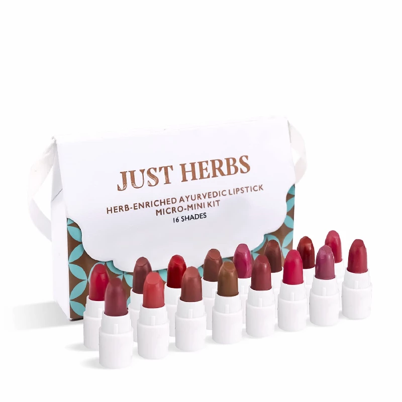 Just Herbs Ayurvedic Creamy Matte Micro Mini Lipstick Kit (Pack of 16) Just Herbs Ayurvedic Creamy Matte Micro Mini Lipstick Kit (Pack of 16)-Pack Size-38 g