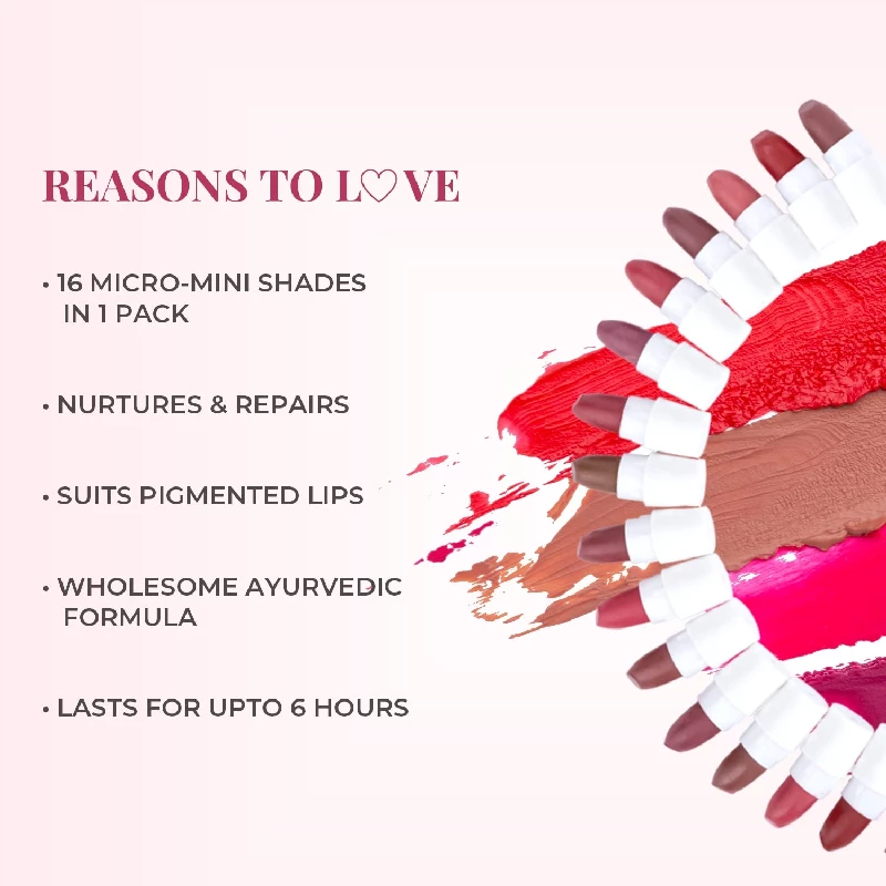 Just Herbs Ayurvedic Creamy Matte Micro Mini Lipstick Kit (Pack of 16) - Image 4