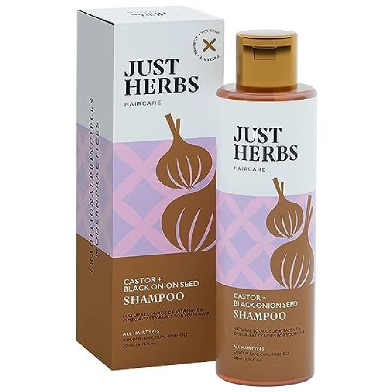 Just Herbs Castor and Black Onion Seed Sulfate Free Shampoo Just Herbs Castor and Black Onion Seed Sulfate Free Shampoo-Pack Size-200 ml