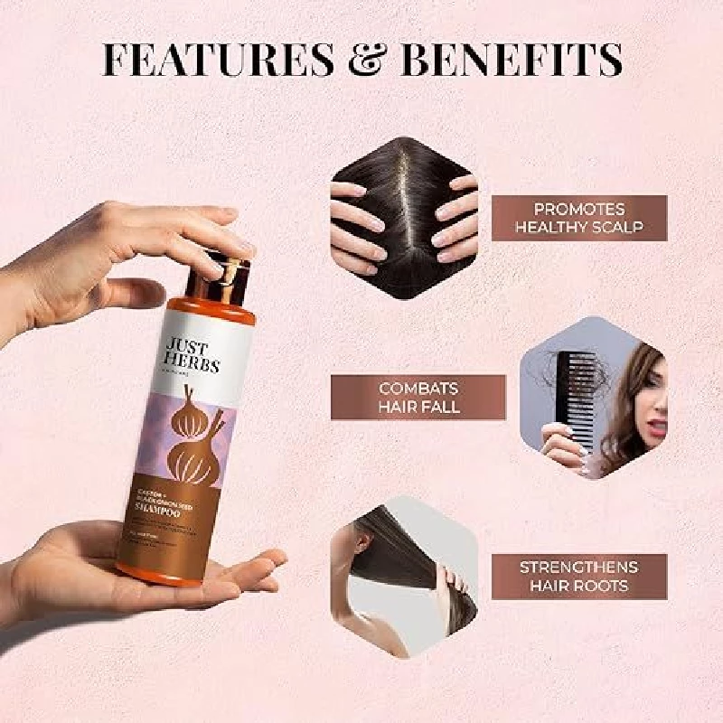 Just Herbs Castor and Black Onion Seed Sulfate Free Shampoo - Image 2