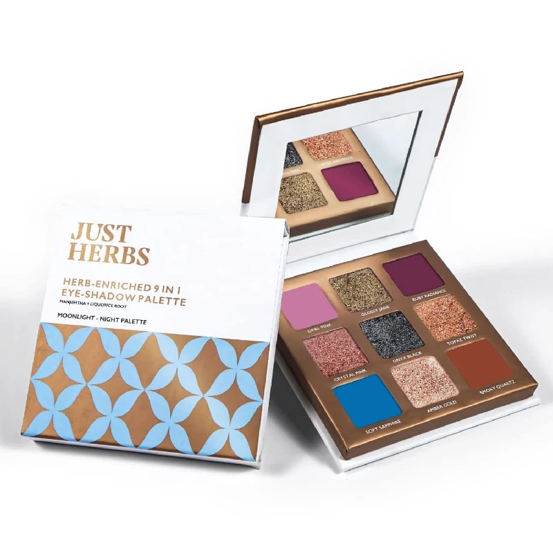 Just Herbs Eyeshadow Palette 9 in 1 Long Lasting Blendable Eye Makeup Palette Just Herbs Eyeshadow Palette 9 in 1 Long Lasting Blendable Eye Makeup Palette-Color-Moonlight - Night Palette