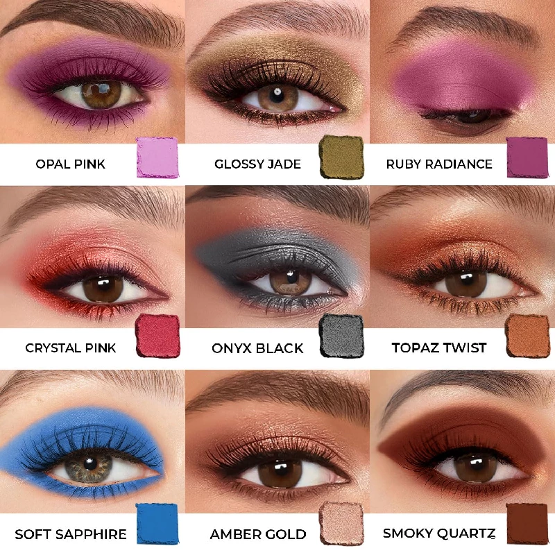 Just Herbs Eyeshadow Palette 9 in 1 Long Lasting Blendable Eye Makeup Palette - Image 4