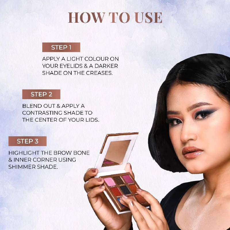 Just Herbs Eyeshadow Palette 9 in 1 Long Lasting Blendable Eye Makeup Palette - Image 8