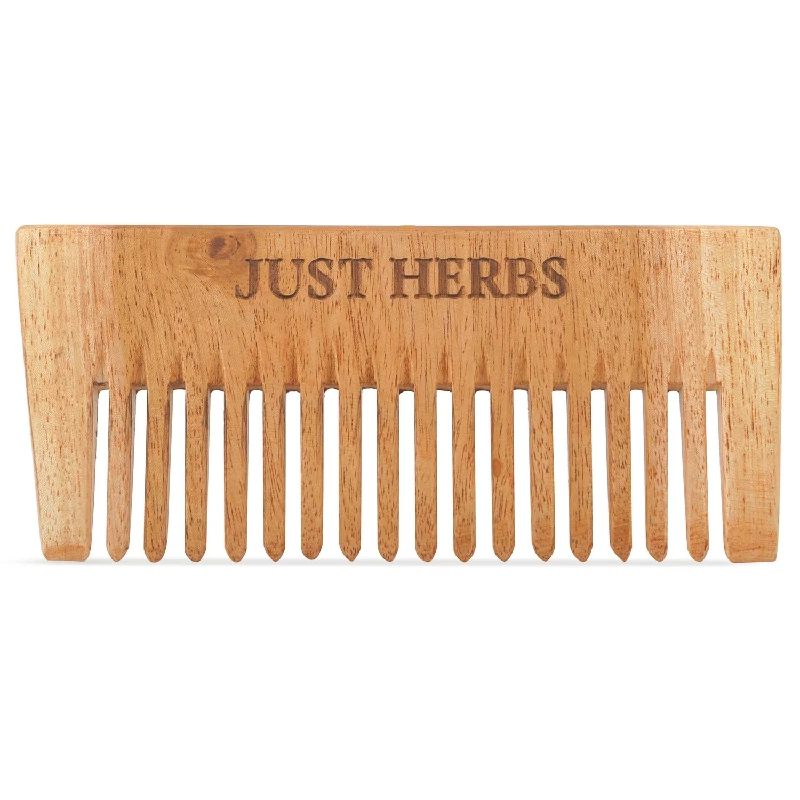 Just Herbs Handmade Wooden Neem Comb For Hair Growth And Hairfall Control For Men & Women