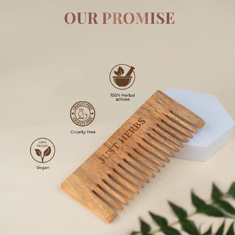 Just Herbs Handmade Wooden Neem Comb for Hair Growth and Hairfall Control for Men & Women - Image 7