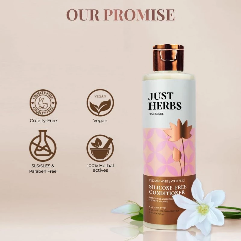 Just Herbs Indian White Waterlily Silicone-Free Conditioner - Image 7