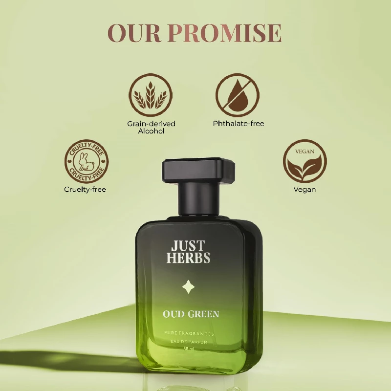 Just Herbs Intense Oud Green EDP Perfume Spray for Men Long Lasting Fragrance - Image 6