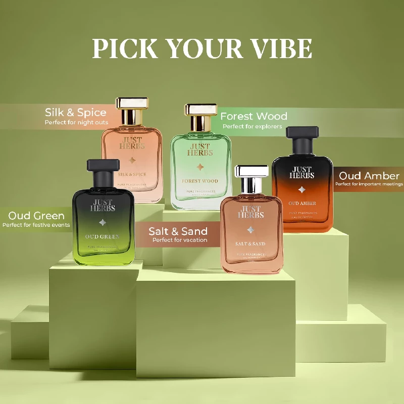 Just Herbs Intense Oud Green EDP Perfume Spray for Men Long Lasting Fragrance - Image 7