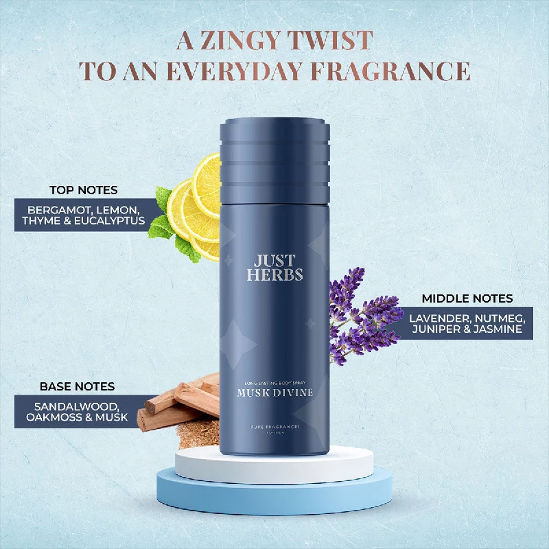 Just Herbs Long Lasting & Refreshing Deodorant And Body Spray-Musk Divine - Image 3