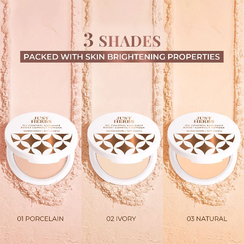 Just Herbs Oil Control Radiance Booster Age Defying Compact Powder-Natural - Image 2
