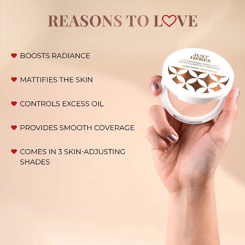 Just Herbs Oil Control Radiance Booster Age Defying Compact Powder-Natural - Image 3