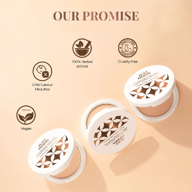 Just Herbs Oil Control Radiance Booster Age Defying Compact Powder-Natural - Image 6