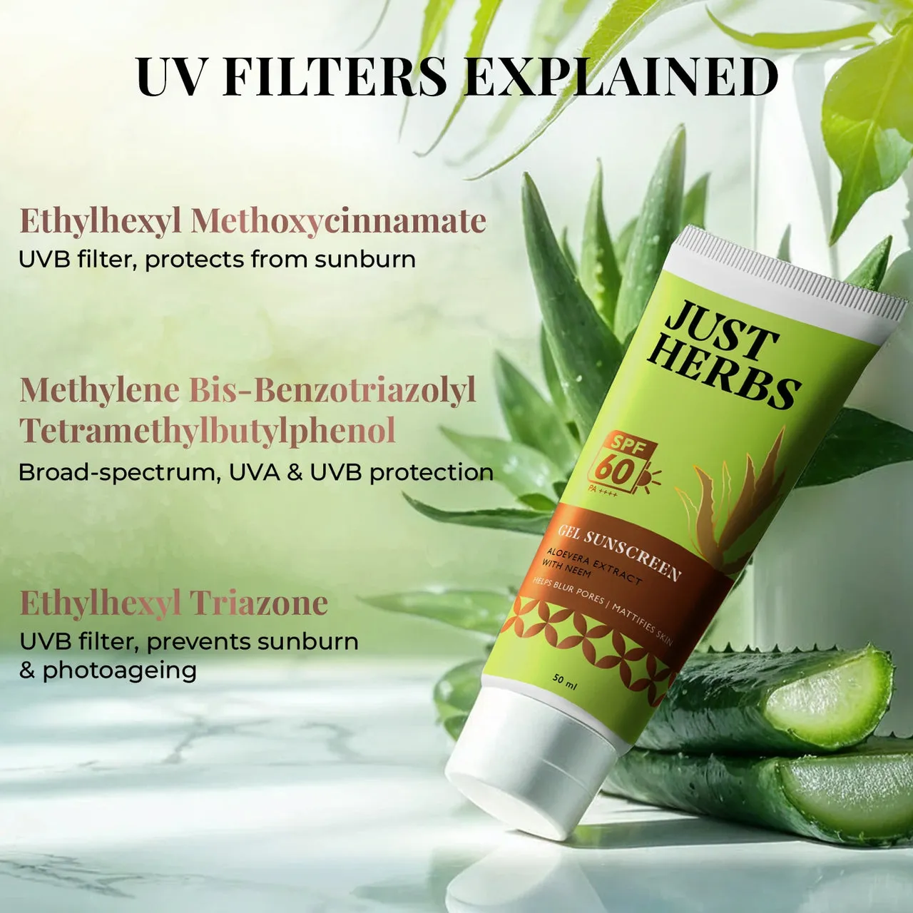 Just Herbs Gel Sunscreen with Neem & Aloe Vera - Image 8