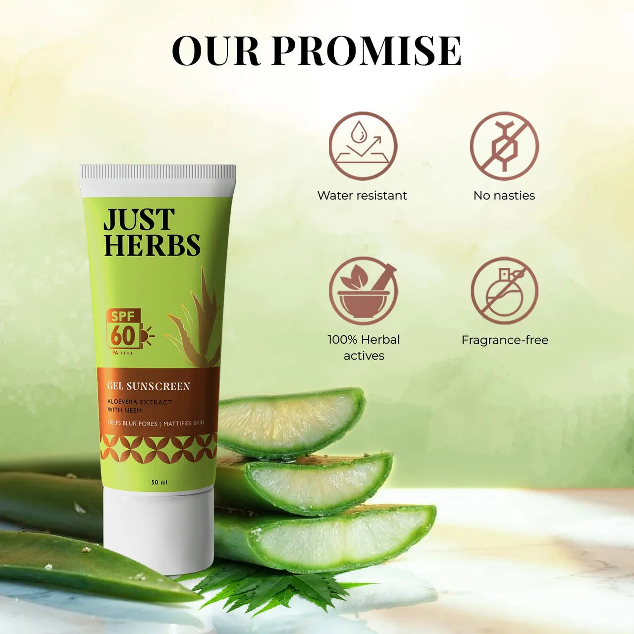 Just Herbs Gel Sunscreen with Neem & Aloe Vera - Image 9