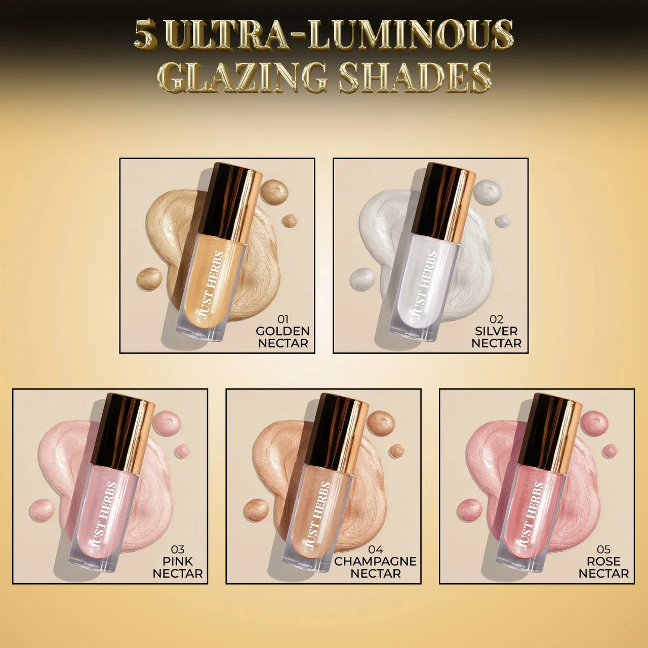 Just Herbs Glaze Nectar Liquid Highlighter with Shea Butter and Aloe Vera - Image 16