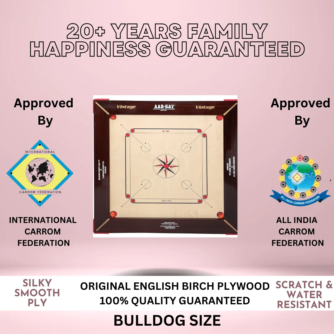 KD Sports Aar-Kay Carrom Board Vintage Bulldog Plywood Approved By Carrom Federation Of India & International Carrom Federation - Image 2
