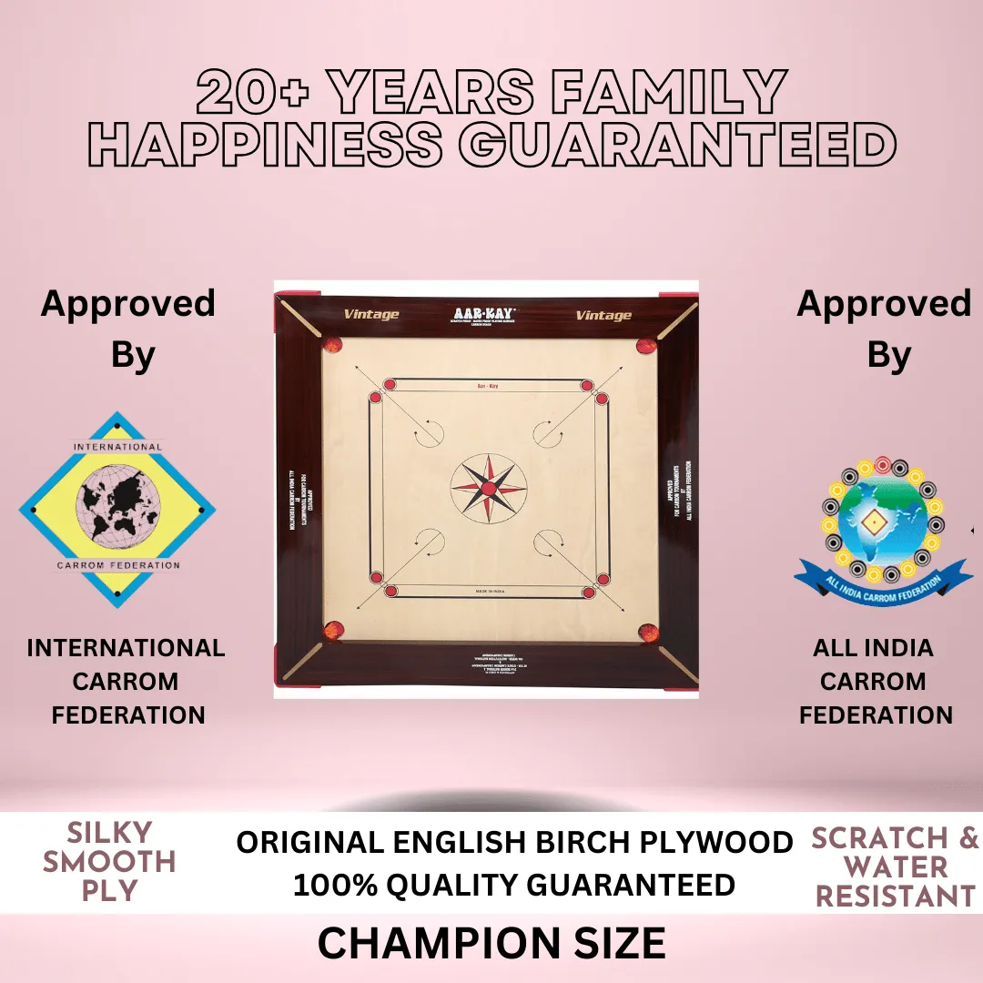 KD Sports Aar-Kay Carrom Board Vintage Champion Plywood Approved By Carrom Federation Of India & International Carrom Federation - Image 2