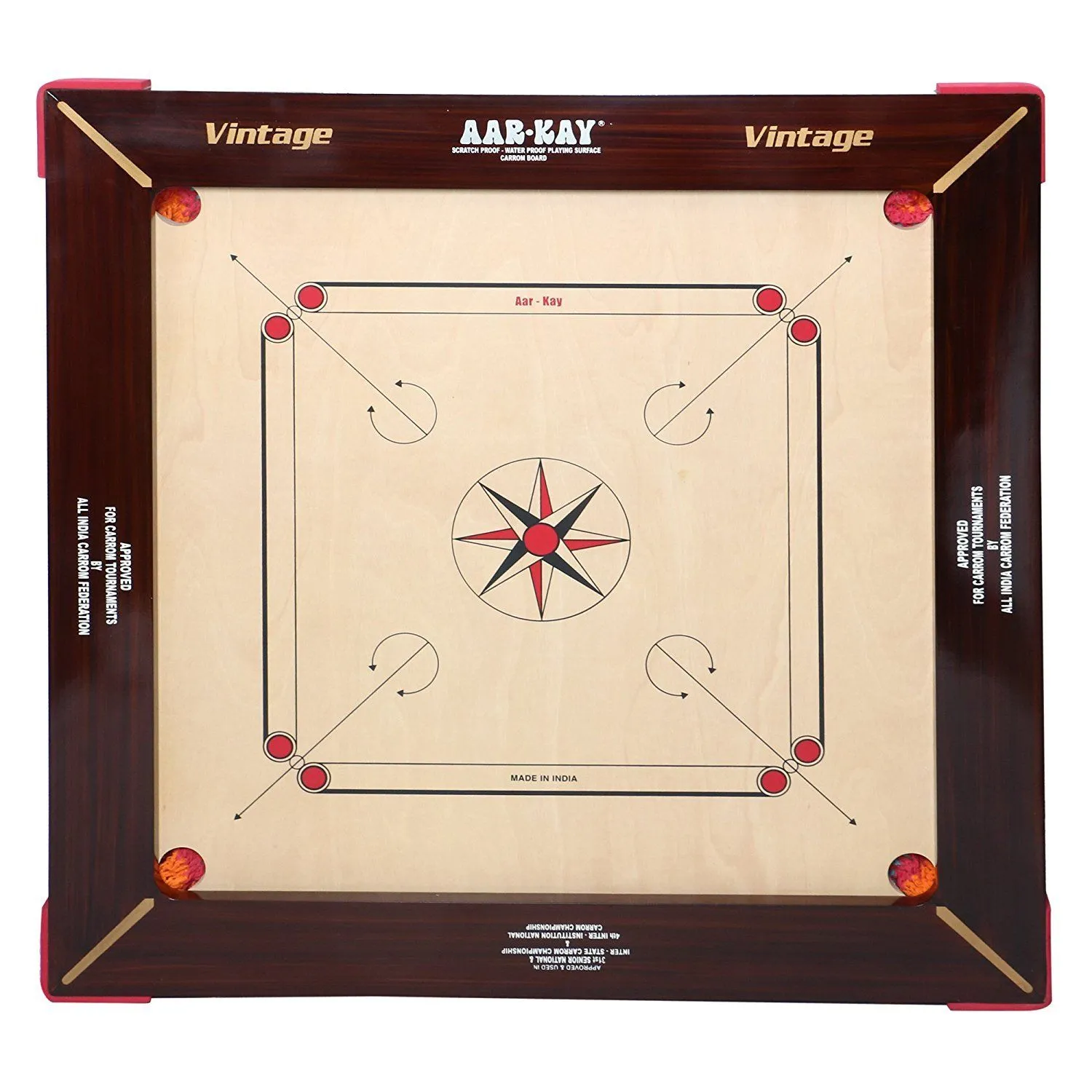 KD Sports Aar-Kay Carrom Board Vintage Jumbo Plywood Approved By Carrom Federation Of India & International Carrom Federation